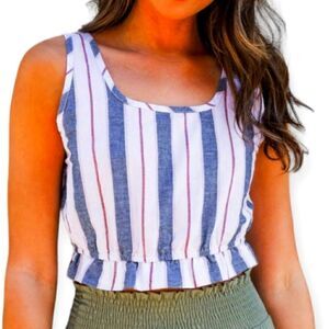 Final touch striped crop tank top